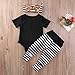 Newborn Baby Girl Boy Clothes Outfit Arrow Romper+ Striped Pants+ Hat 3pcs Set (0-3months, Black)