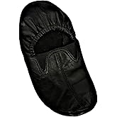 Unisex Leather Slip-On Socks, Ankle Low Cut, Bottom Fleece Lined, Black With Elastic Support