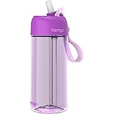 Bentgo Kids Water Bottle - Leak-Proof, Durable Tritan, BPA-Free 15 oz. Cup for Kids/Toddlers Ages 3+, Bite & Sip Spout, Carrying Handle, & Dishwasher Safe for School, Sports, Daycare & Camp (Purple)