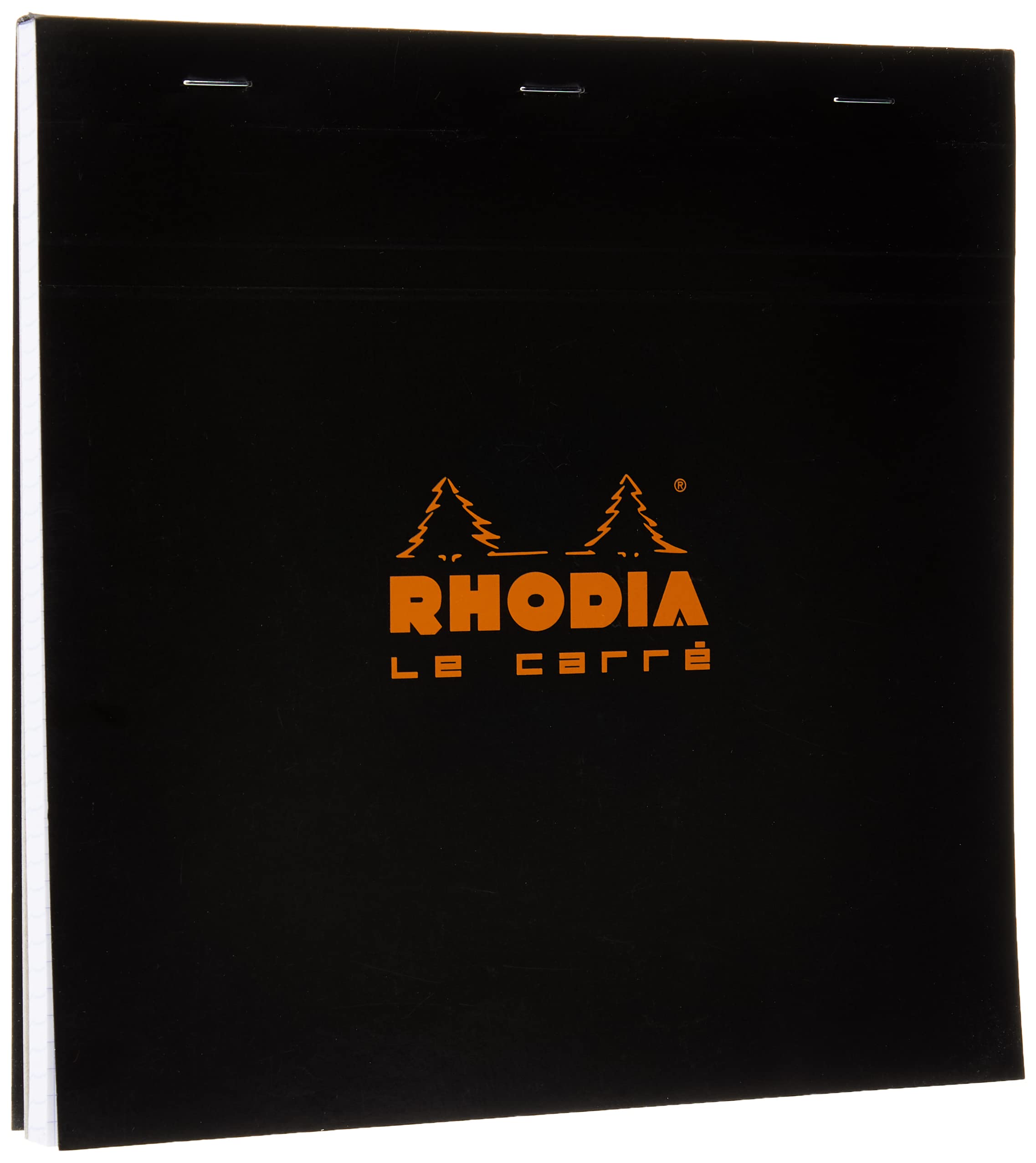 RHODIA 210209C - Stapled Notepad N°210 Black - 21x21 cm - Small Squares - 80 Detachable Sheets - White Clairefontaine Paper 80 g/m - Soft and Resistant Coated Card Cover - Basics