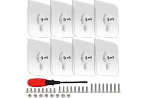 Linwnil 8-Set Adhesive Screws Wall Mount Hanging Nails No-Trace No Drilling Stick-on Screw with 3 Different Size Screw for Ba
