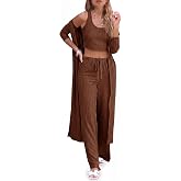 Fessceruna Womens 3 Piece Lounge Pajamas Sets Cute Vacation Matching Set | Pj Sets, Airport Travel Outfits, Bedroom, Winter Fall Loungewear , Cotton, Christmas