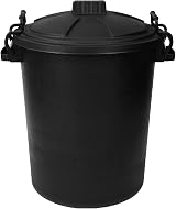 Srendi Black Plastic Bin 50L Lockable Lid Heavy Duty Outdoor Dustbin