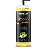 MAJESTIC PURE Avocado Oil, 100% Pure and Natural, Cold-Pressed, Avocado Oil, Moisturizing, for Skin Care, Massage, Hair Care,