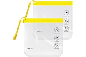 ECOHUB Clear TSA Approved Toiletry Bag 2 Pack 3-1-1 Compliant Quart Size Travel Toiletry Bag TSA Liquid Bag Travel Essentials Clear Travel Bags for Toiletries for Women Men (2pcs Yellow)