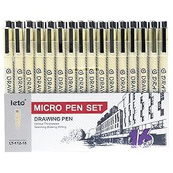 Muchcute Micro Fineliner Drawing Art Pens: 16 Black