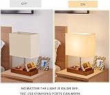 Briever Walnut USB Bedside Table Lamp with 3 USB Ports and Dock view 7