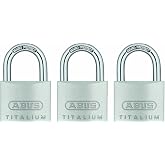 ABUS 64TI/40 Titalium Aluminum Alloy Padlock, Keyed Alike | with Nano Protect Steel Shackle, Pack of 3