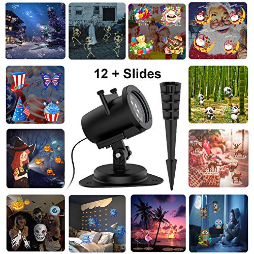 12 Pattern Decorative Projector Light - Snowflake Christmas Lights Outdoor Indoor for Multi Celebration Conditions Holiday Seasonal Lighting House Decorations