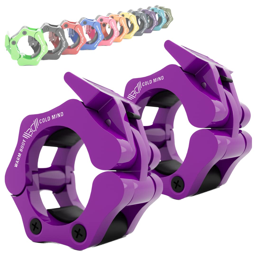 WARM BODY COLD MIND Reinforced Olympic Barbell Clips - 2 inch / 50mm - Barbell Collars, Weight Clips for Bars, Barbell Clamps for Olympic Bar, Gym Weightlifting Fitness Crossfit