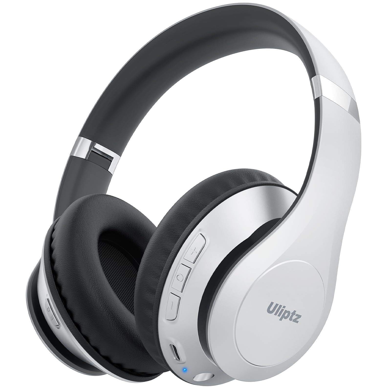 Photo 1 of Uliptz Wireless Bluetooth Headphones, 65H Playtime, 6 EQ Sound Modes, HiFi Stereo Over Ear Headphone with Microphone, Foldable Lightweight Bluetooth 5.3 Headphones (Silver)