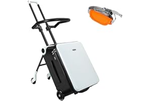 LemoHome Expandable Luggage with Spinner Wheels,Large Suitcases with Child Seat Design,Hard Luggage for Women and Men,20 inch Hardside Carry on Luggage for Travel (black and white)