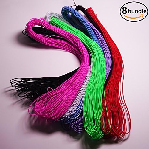 EVAIL 8 Bundle 0.8 mm Elastic String Cord Stretch Thread Beading Cord Thread Fabric Elastic Cord for Jewelry Making Bracelets, Mixed 8 Colors Totally 200 Yards