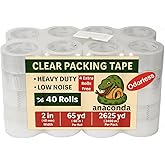40 Rolls Clear Packing Tape Refills - Heavy Duty 2” X 65 Yards Bulk Value Pack (More Than Standard 36-Roll Packs) for Shipping, Moving & Storage - Strong Hold Clear Packaging Tape for Moving Sealing
