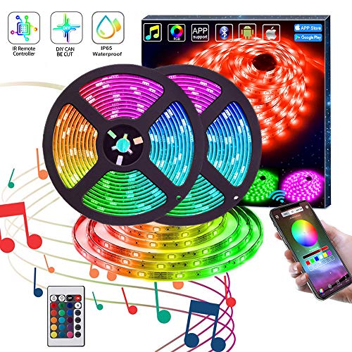LED Strip Lights,KITHELP IP65 RGB 5050 32.8ft LEDs Color Changing,24key Remote Control and Power Supply,with Bluetooth Phone APP Controller, Lighting Led Strips