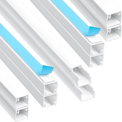 Canalina Passacavi Adesiva, Cavo TV ordinato, Canalina Passacavi Muro, 12 mm(D)*12 mm(A)*0.4m(L), Verniciabile, Autoadesivo, Copertura per Cavi per Computer a Casa o in Ufficio(10 Pezzi)