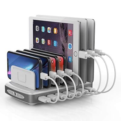Unitek 7-Port USB Charging Station Dock, 60W12A Fast Charging Hub for Multiple Device, Desktop Charger Stand Organizer Compatible Ipad, Iphone,