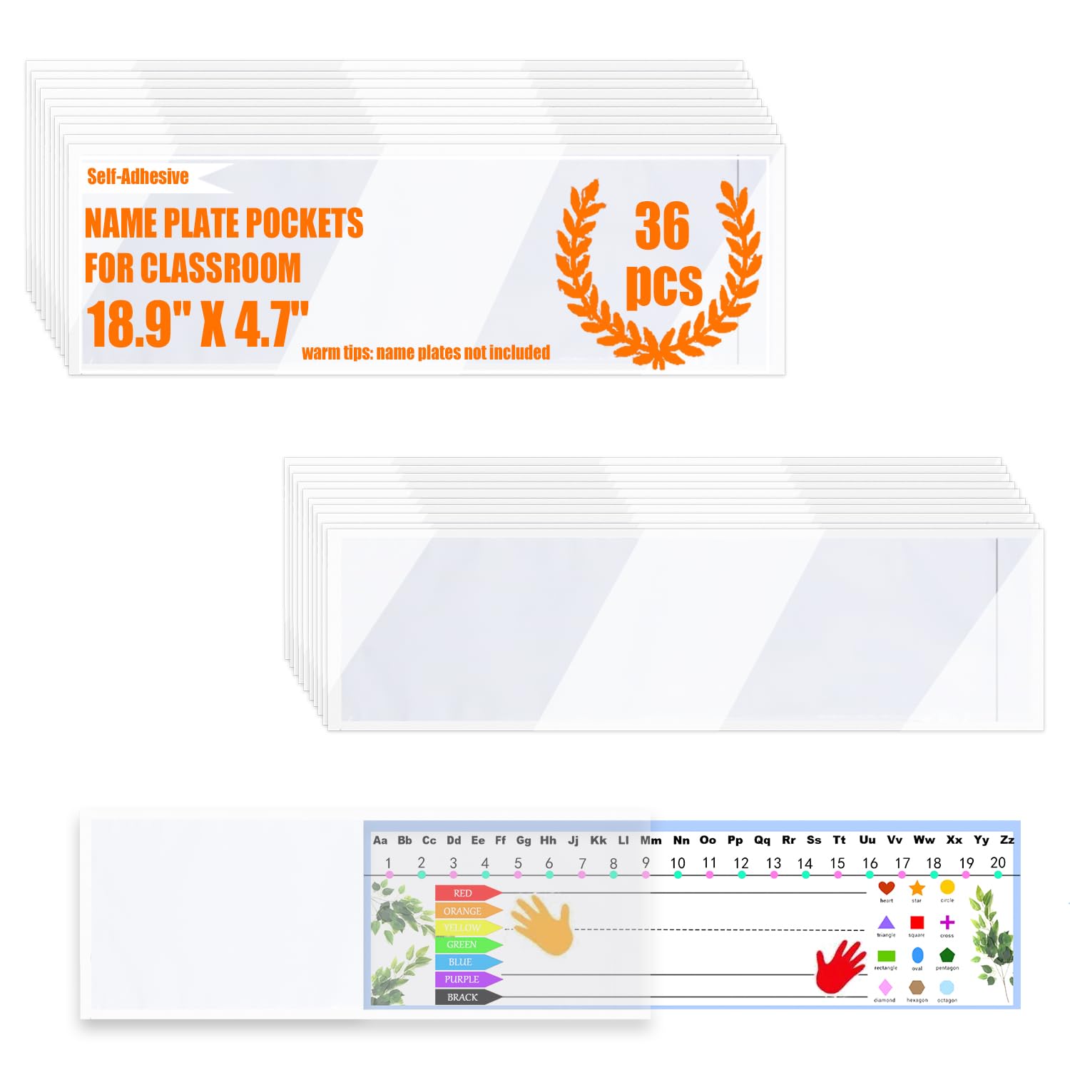 Photo 1 of 40 PCS Nameplate Pocket Adhesive Desk Nameplates Name Tag Pocket 18.9 x 4.7 Inch(Thickness:7 mils)