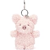 Jellycat Little Pig Bag Charm, 4 inches - Farmyard Plush Keychain - Great Gift Idea