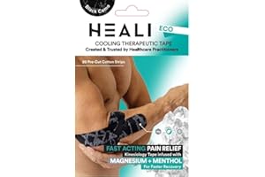INNOVATIONS BY HEALI Heali Kinesiology Tape with Magnesium and Menthol, 20 Pcs Precut Strips, K Tape Roll, Knees, for Physical Therapy, Sports, Muscles and Joints, Water Resistant - Eco - Black Camo