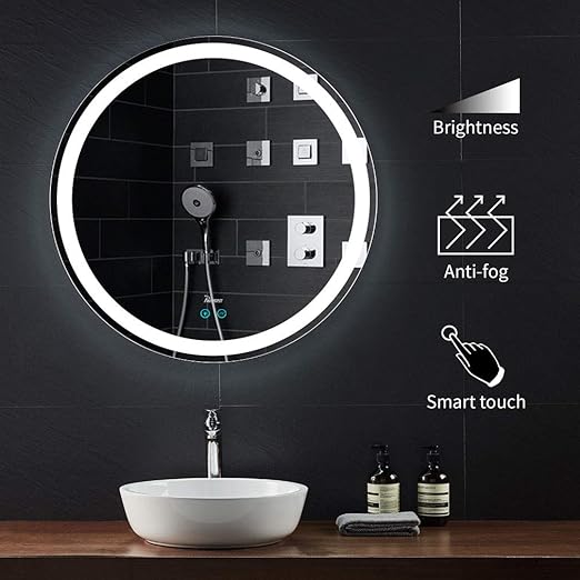 Phasat Led Badspiegel Rund 80cm Beschlagfrei Spiegel Mit Beleuchtung Fur Badezimmer Wandspiegel Mit Touchschalter M03 Amazon De Kuche Haushalt