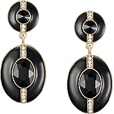 SWEETV Vintage 18K Gold Plated Statement Earrings for Women Trendy, Antique Enamel Chunky Drop Dangle Earrings, Big Crystal Earrings for Fashion Prom Jewelry Gifts