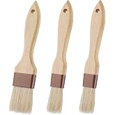 3 Pack Natural Bristle Pastry Brush for Basting Baking Cooking Food | Wooden Handle for Grilling & BBQ, Shed-Resistant Cookin