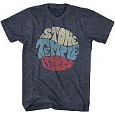 American Classics Stone Temple Pilots Circle Logo T Shirt Navy Navy Heather | Officially Licensed STP Tee, Designed and Printed in the USA, Unisex Adult, Crew Neck Short Sleeve, 90s Grunge Rock Band