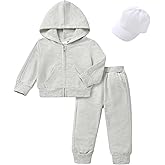 Tiny Cutey Toddler Baby Girl Boy Clothes Long Sleeve Hoodie Sweatshirt Sweatpants Suit Sets with Cap 3PCS Fall Winter Outfits(5-6T，Gray)