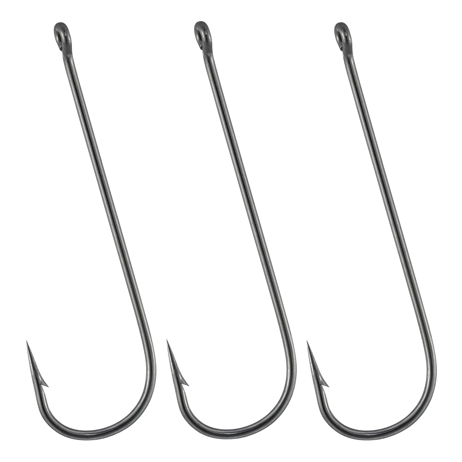 Alwonder 100 Pack Aberdeen Sea Fishing Hooks Inline Fishing Hooks Long Shank Light Wire High Carbon Steel Freshwater Tackle for Trout Bass Catfish Crappie Wacky Drop Shot #2/0