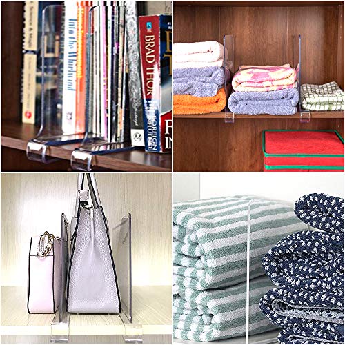 Mebbay 6 Pack Clear Acrylic Shelf Dividers for Closet, Wood Closets Shelf Separator and Organizer, for Kitchen Cabinets, Bookcases, No Installation Tools Required