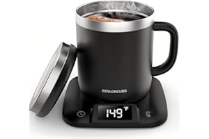 Smart Electric Heated Coffee Mug with Temperature Control, 5 Settings & Display, Auto Shut-Off, Fast Heating Warmer Set with 