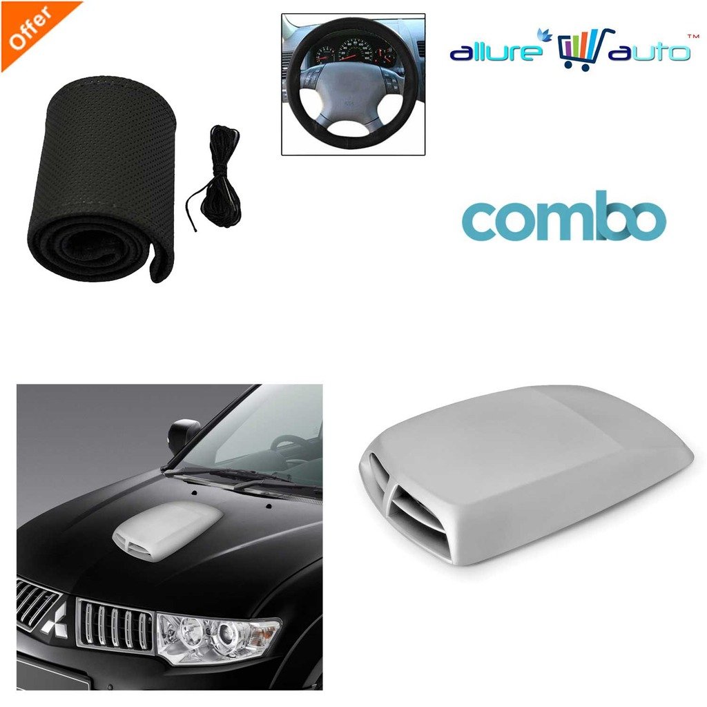 Allure Auto Combo Of Car Steering Cover Black And Car Double