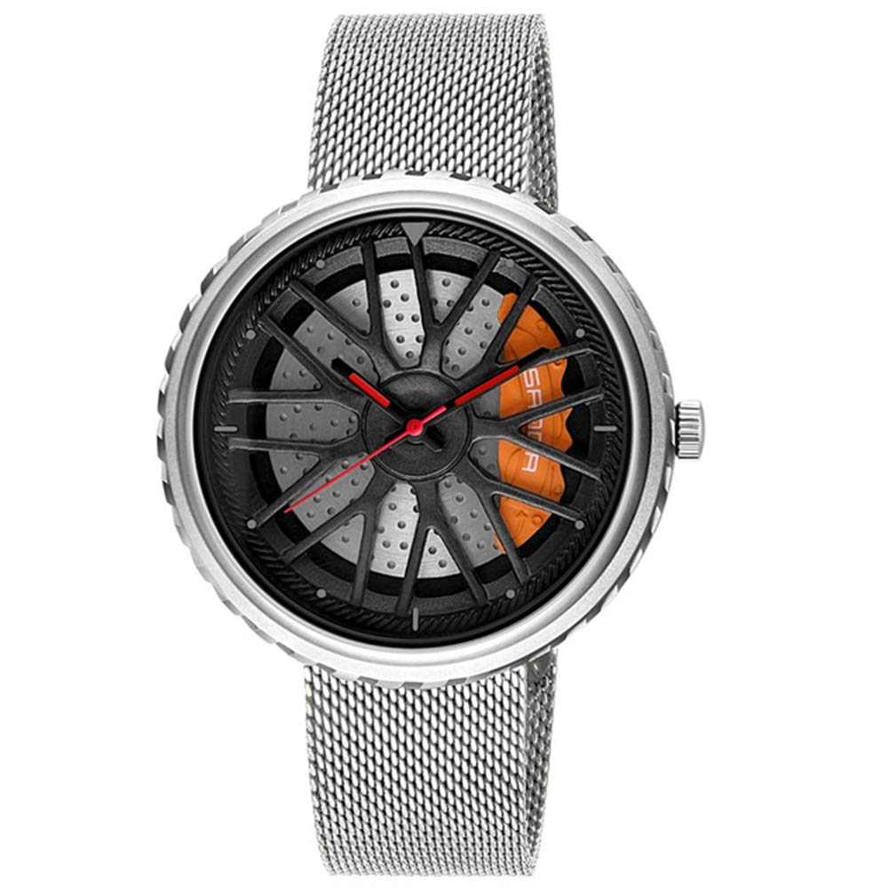GORBEN Unique Watch for Men Car Wheel Pattern Quartz Fashion Steel Mesh Strap Clock Relogio Masculine