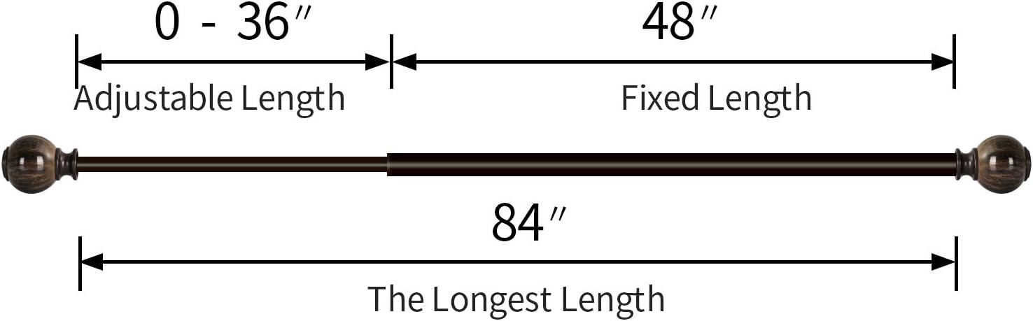 Oneach 2 Pack 48''-84'' Adjustable Curtain Rod 1'' Brown Extendable Metal Single Window Rod for Curatins with Decorative Imitation Marble Resin Twisting Finials Drapery Treatment Window Rods: Home Improvement
