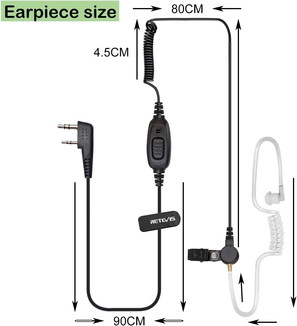 Retevis EEK009 Walkie Talkie Earpiece with PTT MIC, Radio Surveillance Headset - Image 4