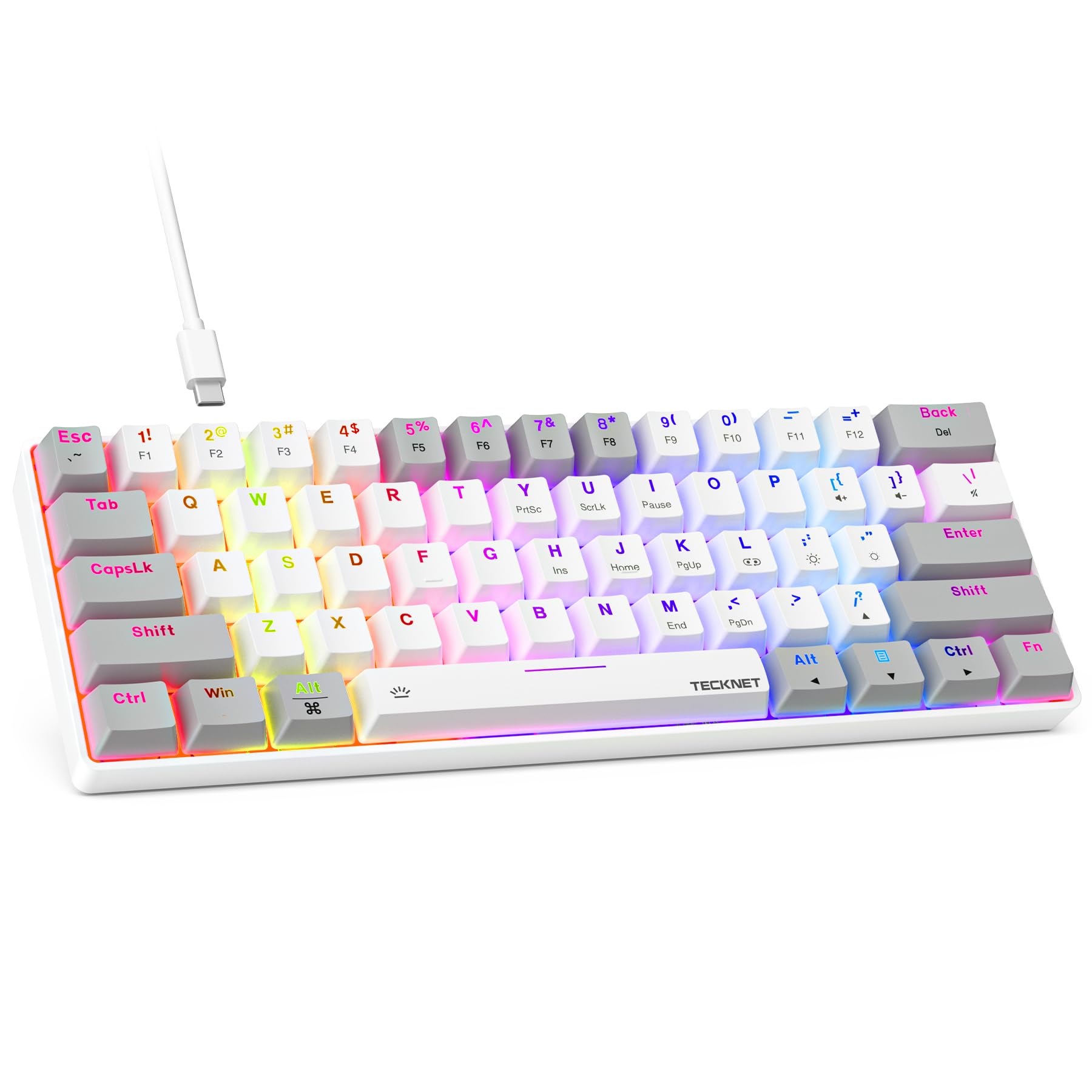 Photo 1 of TECKNET Wired 60% Mechanical Gaming Keyboard, Ultra-Compact 61 Keys Mini RGB Backlit Keyboard, Portable Keyboard with Red Switch for PC/Mac Gamer
