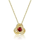 KeyStyle Love Knot Birthstone Necklace for Women, Gold Infinity Crystal Charm Birthstone Anniversary Jewelry for Her, Birthday Necklaces for Mother Wife Grandma BFF (with Gift Box)