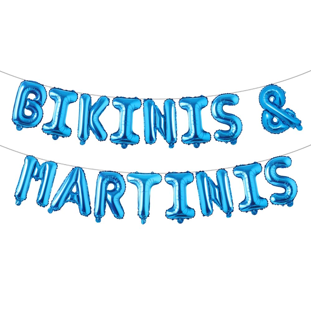 Photo 1 of Bikinis & Martinis Balloon Banner Beach Bachelorette Party Decorations for Beach Bach Lets Flamingle Miami Bach Palm Springs Before the Ring (BIKINIS & MARTINIS Blue)