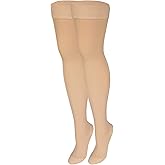 NuVein Medical Compression Stockings, 20-30 mmHg Support, Women & Men Thigh Length Hose, Closed Toe, Beige, Medium