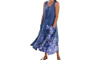 Kenvina Summer Dresses for Women 2024 Flowy Maxi A-Line Tank Dress Casual Boho Floral Sleeveless Beach Sundress with