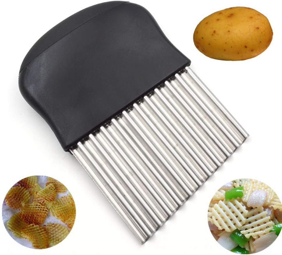 Potato Slices Knife,Lancoon Wrinkled Wave French Fries Salad Corrugated Cutting Knife Multi-Function Chopper KT44