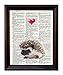 Dictionary Art Print - I Love You Valentine Hedgehog with Heart - Printed on Recycled Vintage Dictionary Paper - 8