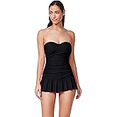 Profile by Gottex Tutti Frutti Bandeau Swimdress- Soft Cups, Adjustable Removable Straps, Front & Back Lining, Tummy Control