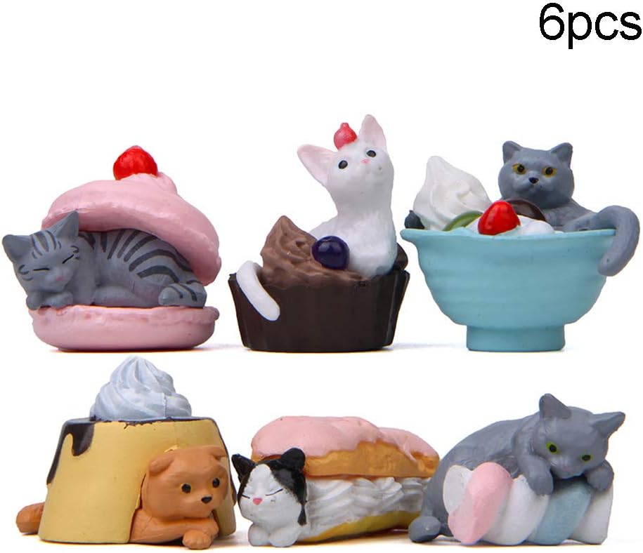 Amazon Com Braceus Fairy Garden Yard Accessories Micro Landscape Ornaments Figurines 6pcs Dessert Cats Animal Model Figurine Miniature Bonsai Fairy Garden Decoration Plant Pots Bonsai Craft Decor 6pcs Garden Outdoor