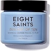 Eight Saints Zen Out Of Ten Bamboo Detox Face Scrub Exfoliator, Natural and Organic Daily Exfoliating Facial Scrub With Bamboo Fibers to Unclog Pores, Blackheads, Blemishes, and Dull Skin, 2 Ounces
