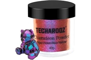 TECHAROOZ Indigo-Voilet-Red-Yellow - 40g- Chameleon Mica Powder Color Shift Mica Powder, Holographic Glitter for UV & Epoxy Resin Supplies, Eyeshadow, Acrylic Paint, Nail Decor, Slime,