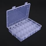 Saim Plastic Organizer Container Box 24 Compartments Jewelry Storage Box with Adjustable Dividers for Bead Rings Jewelry Disp