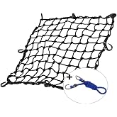 KOFULL 20" x 20" Cargo Net, Bungee net with 8 Hooks, Small Cargo net Stretches to 42" x 42", Cargo Netting with 2" x 2" Mesh for Motorcycle, Bike, ATV - Free 1 PC Luggage Fixed Strap Rope