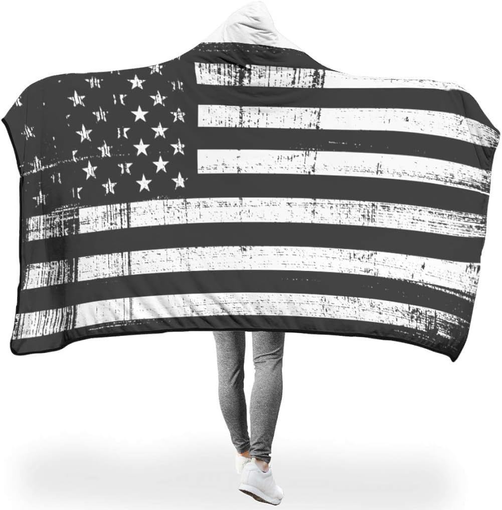 Lind88 Original Hooded Blanket American Flag Patterned Printing